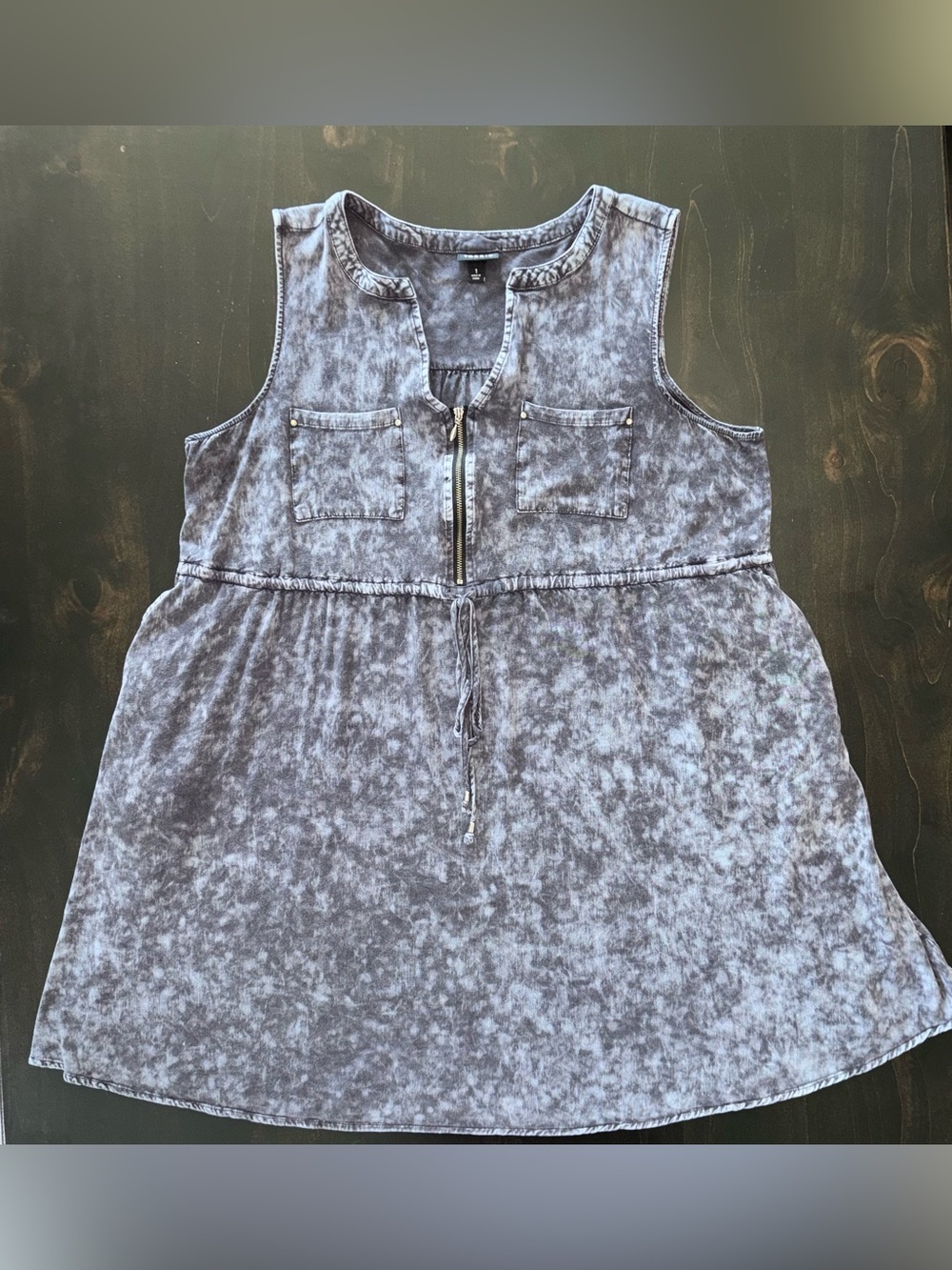 Torrid Size 1 Women’s Washed Denim Effect Sleeveless Gray Dress EUC